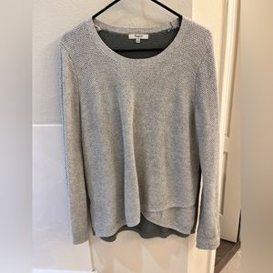 Madewell Waffle Feature Pullover Sweater Colorblock Thermal Beige/Green Large